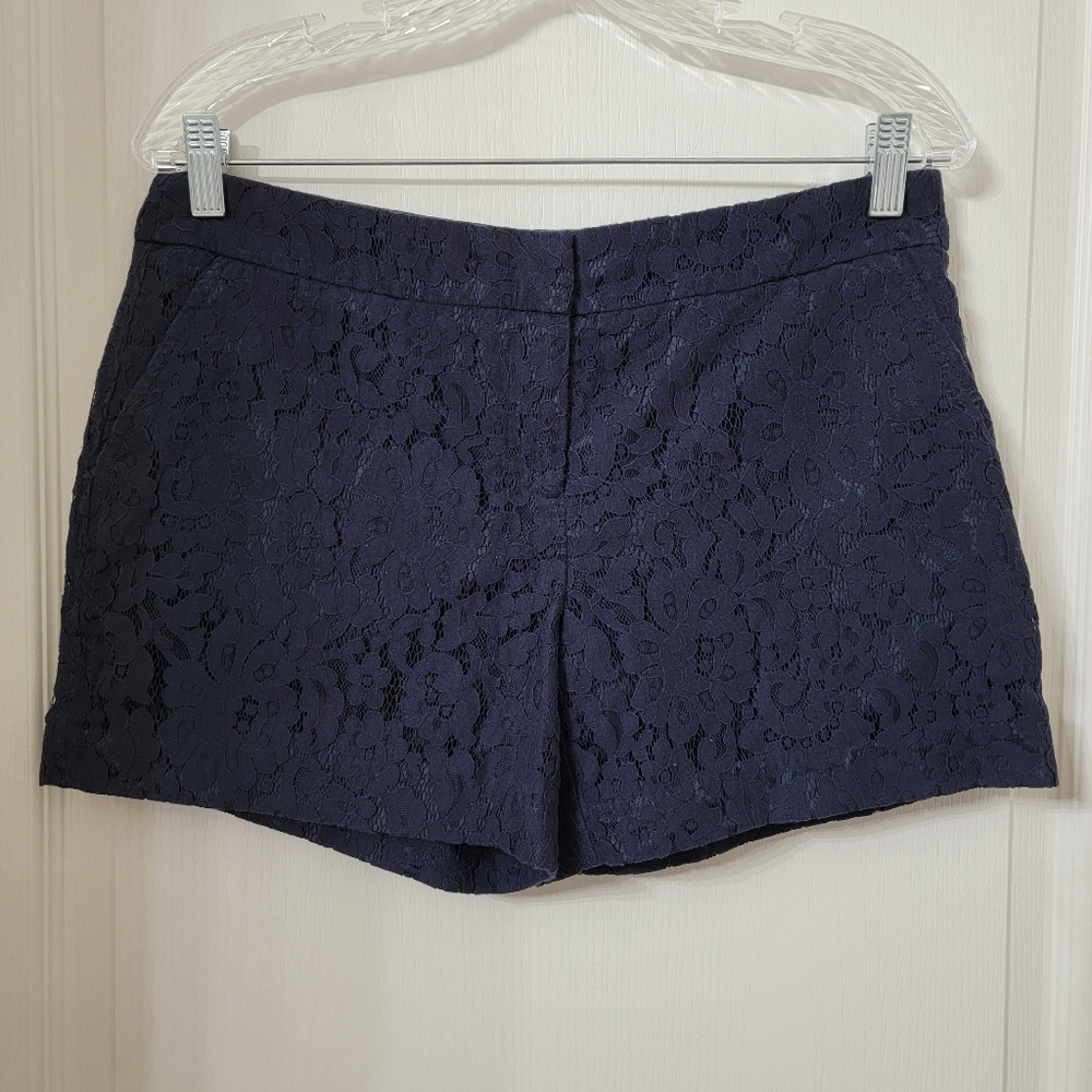 Saint Tropez West Size 6 Navy Blue Lace Shorts, Gently Used Condition